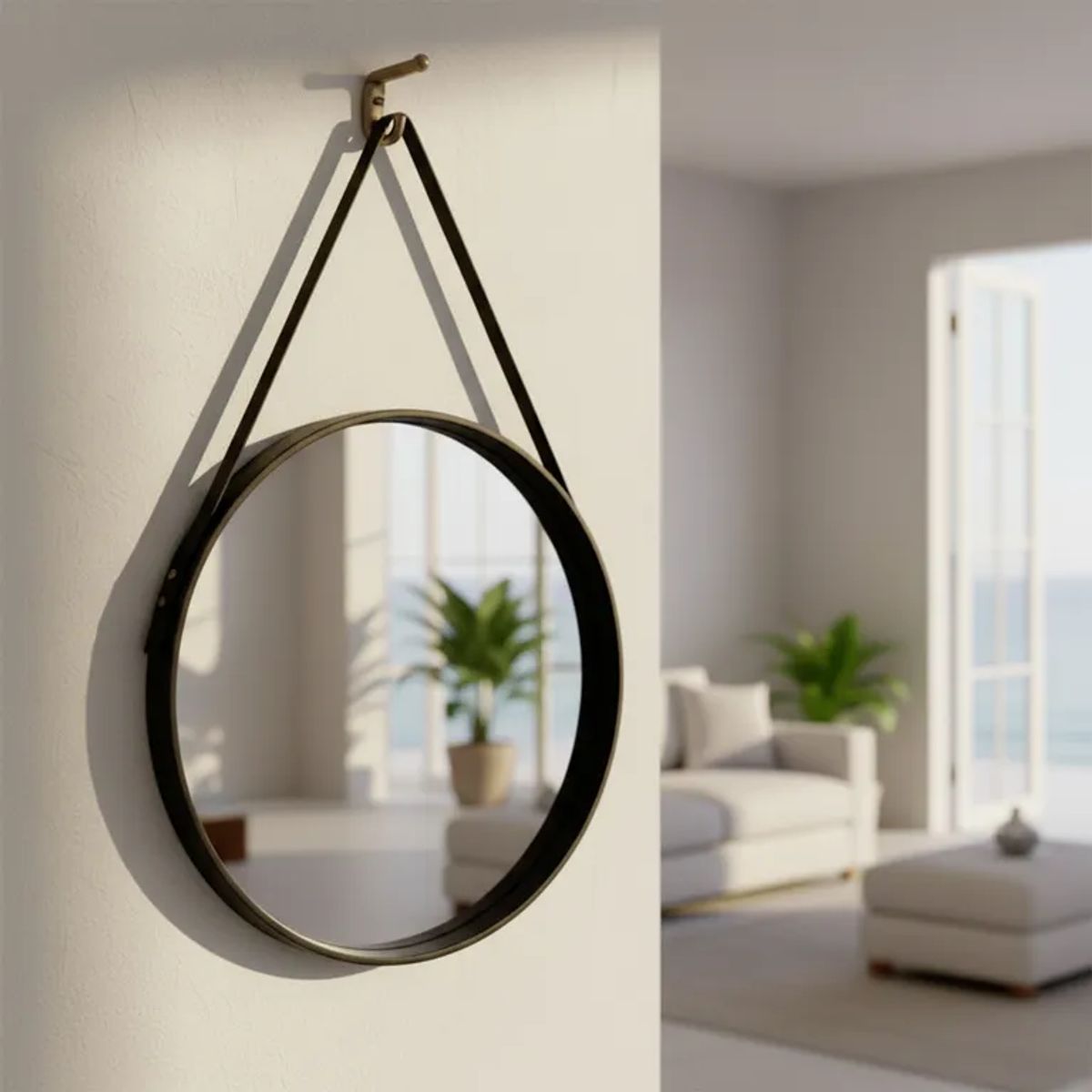 MICA - Espejo Colgante Negro 50cm