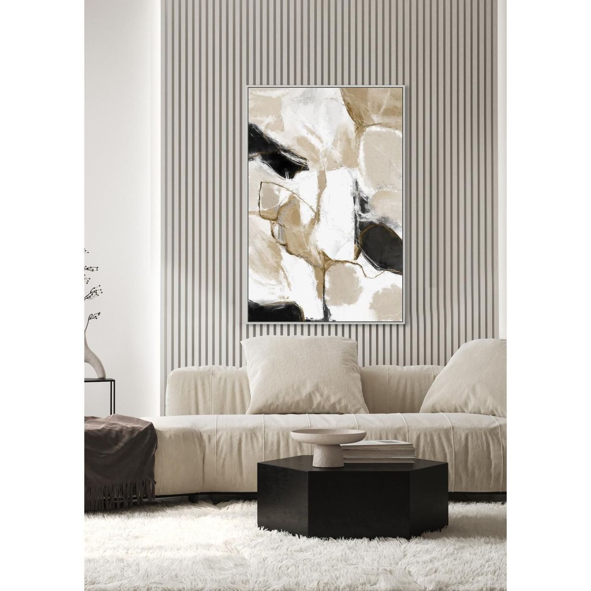 BASEMENT HOME - Cuadro Abstracto Negro 60x90cm