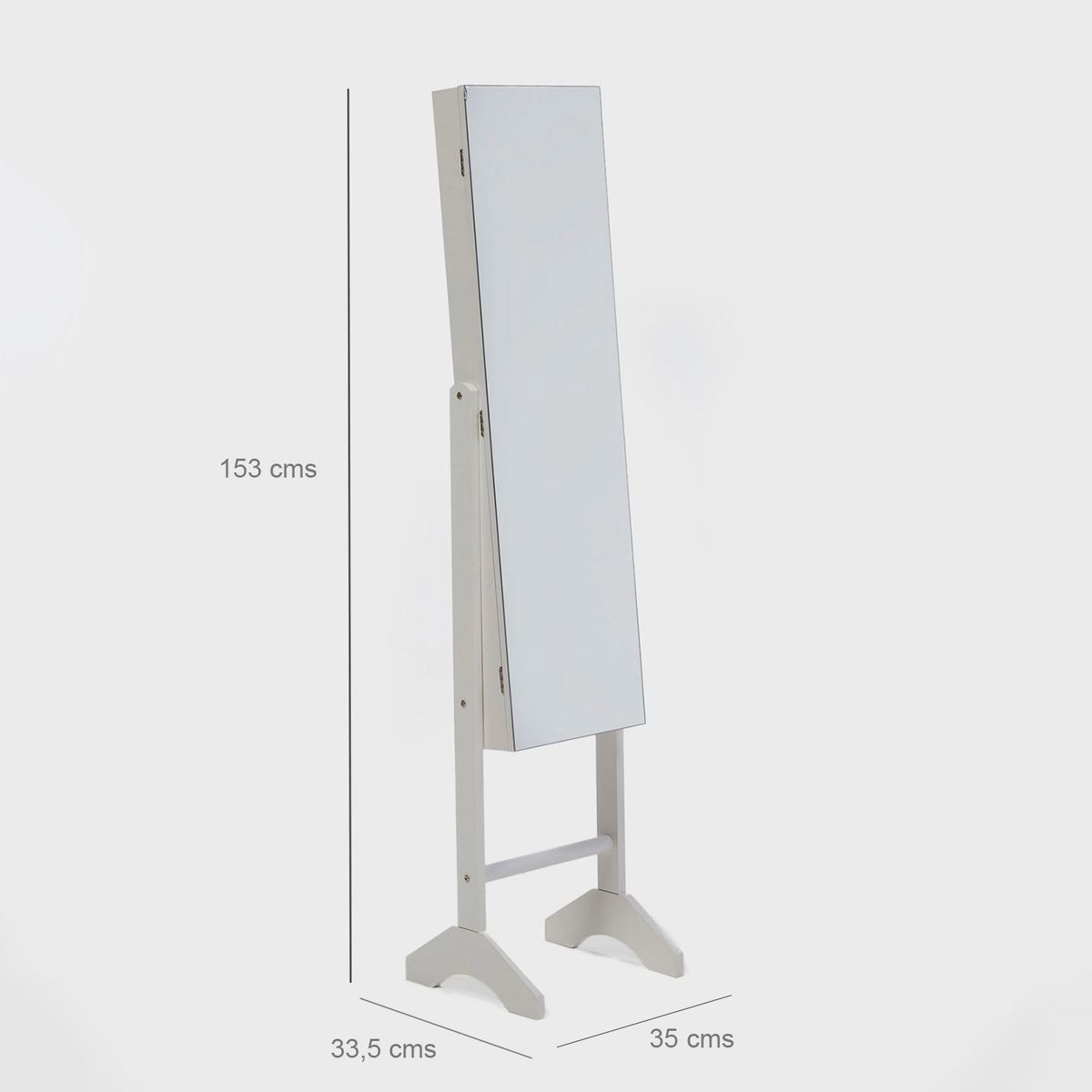 MICA - Espejo Joyero de Pie Blanco 153x35cm