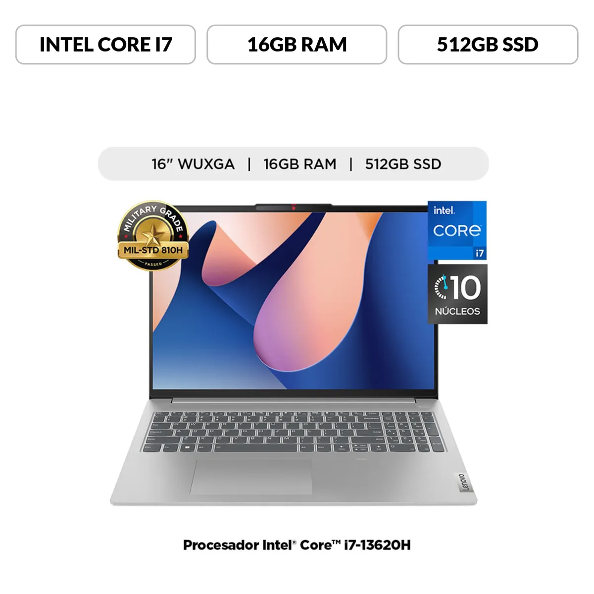 LENOVO - Laptop Lenovo Intel® Core i7 16GB 512GB SSD Ideapad Slim 5 13° Gen 16" FHD