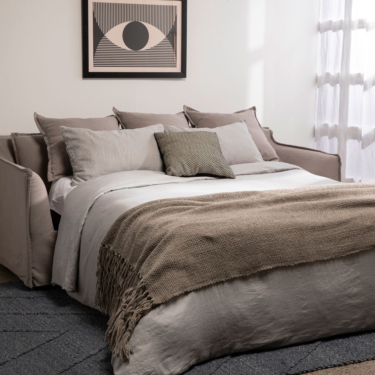 BASEMENT HOME - Sofá Cama Atlanta 3 Cuerpos Con Colchón 2 Plz