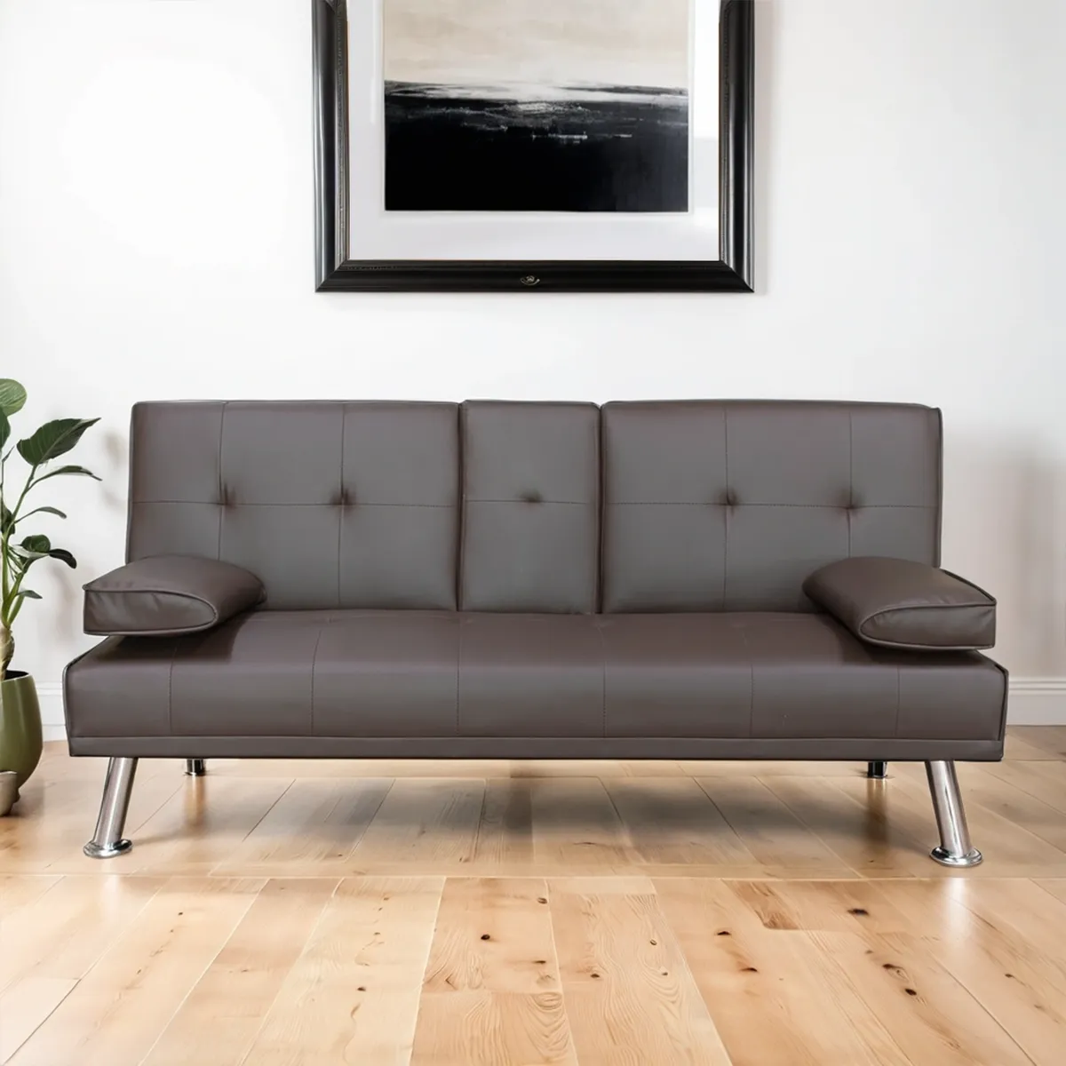 AMBIENTA - Sofá Cama Futón Spotlight 3 Cuerpos 1.5 Plz con Posavasos