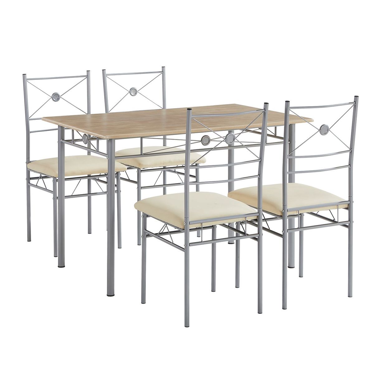 MICA - Juego de Comedor Platinum 4 Sillas