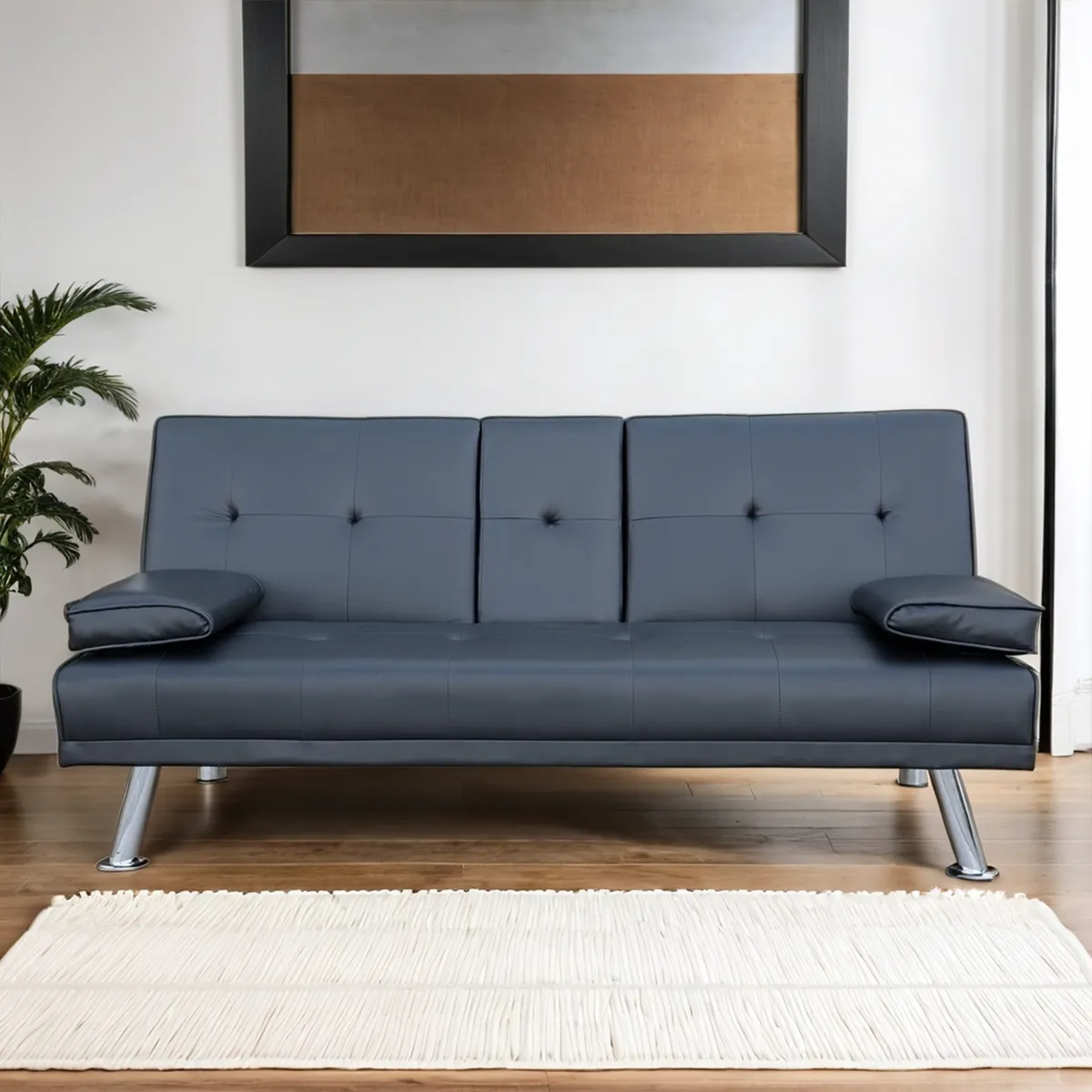 AMBIENTA - Sofá Cama Futón Spotlight 3 Cuerpos 1.5 Plz con Posavasos