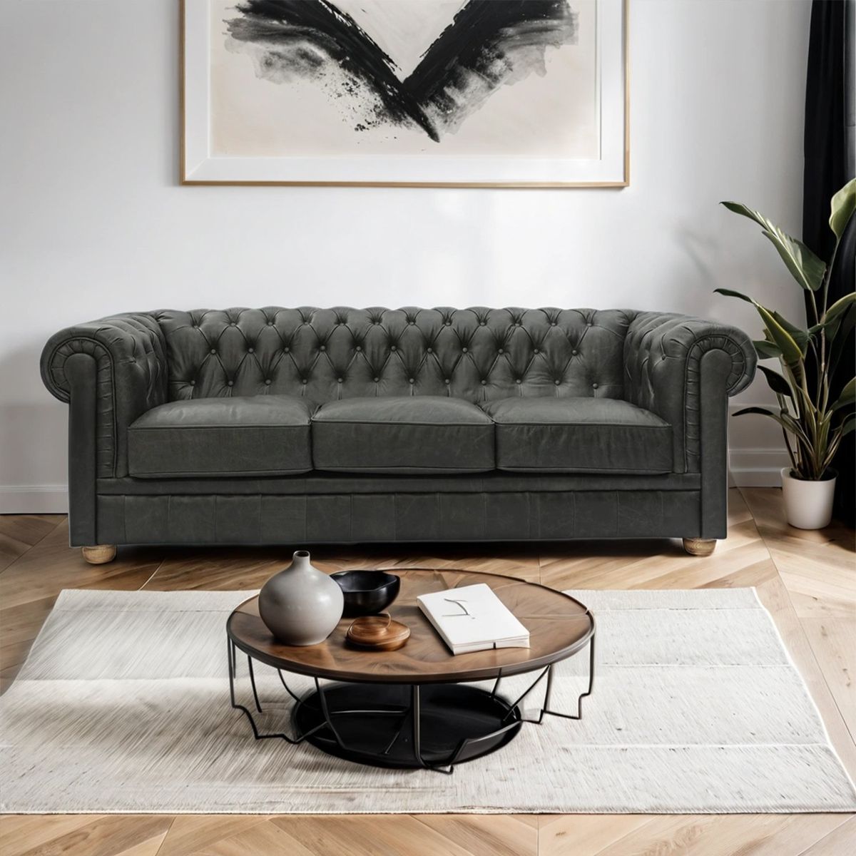 BASEMENT HOME - Sofá Vaudeville 3 Cuerpos Cuero