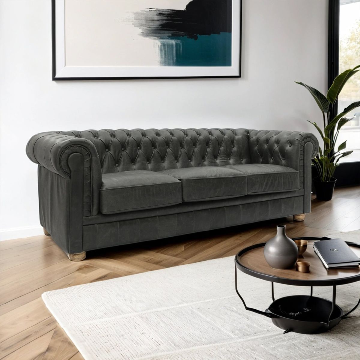 BASEMENT HOME - Sofá Vaudeville 3 Cuerpos Cuero