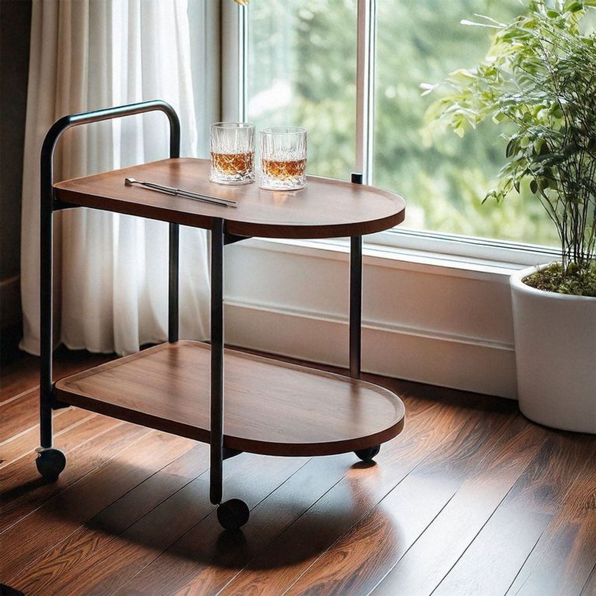 MICA - Carro De Bar Mica Jake 2 Niveles Con Ruedas