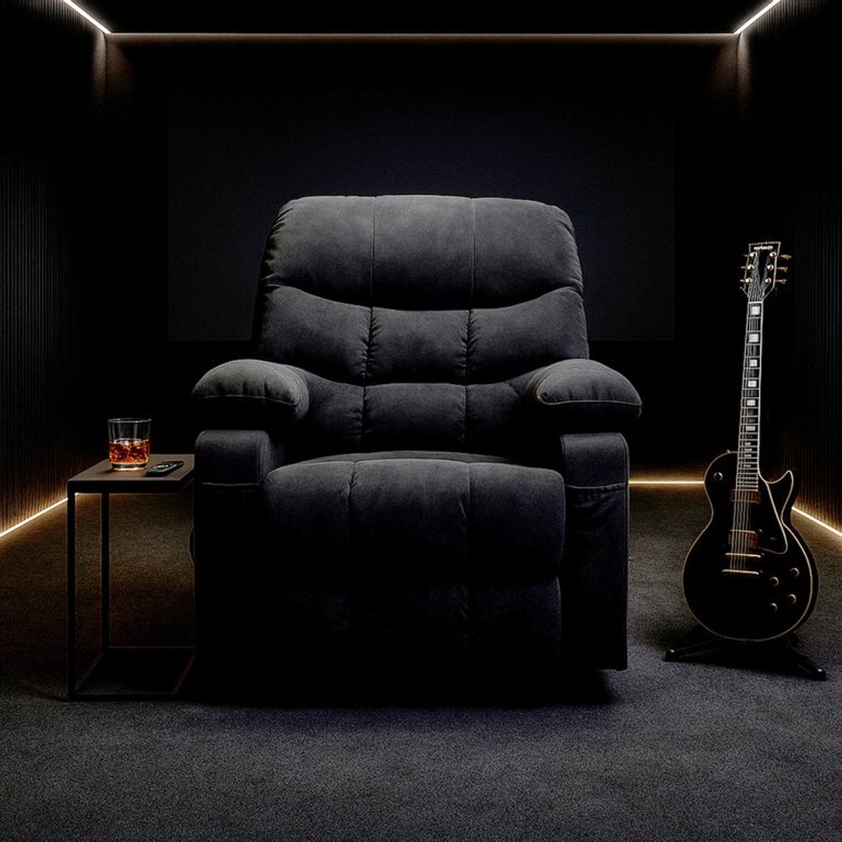 MICA - Sofá Reclinable Thunder con Mecedora, Masajeador, Calentador y Puertos USB