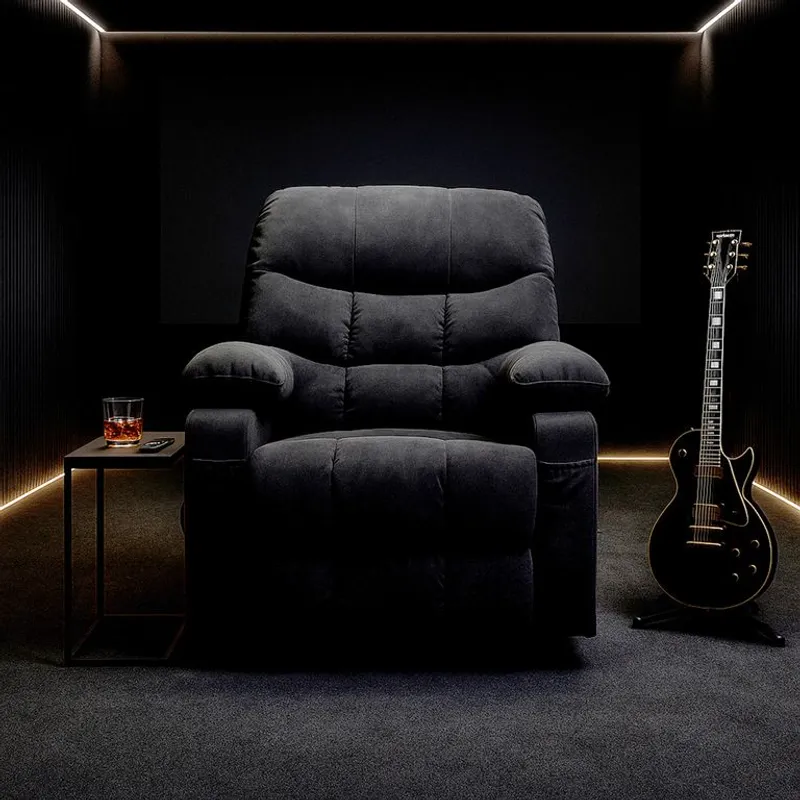 MICA - Sofá Reclinable Thunder con Mecedora, Masajeador, Calentador y Puertos USB