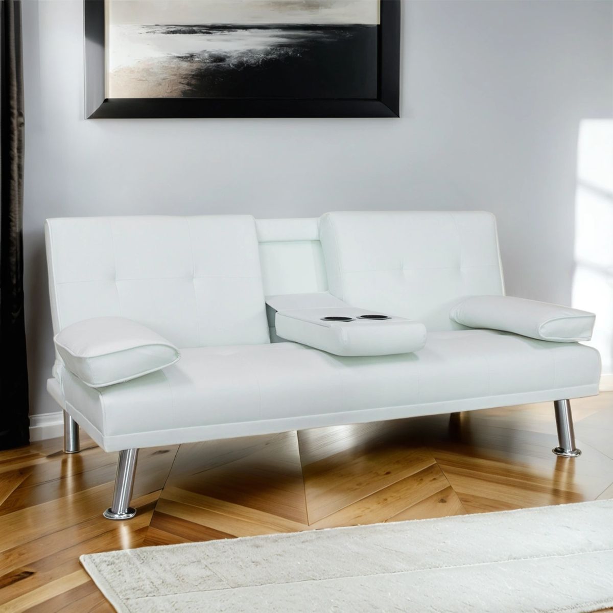 AMBIENTA - Sofá Cama Futón Spotlight 3 Cuerpos 1.5 Plz con Posavasos