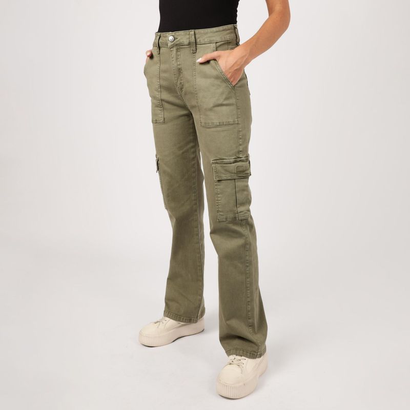 UNIVERSITY CLUB - Pantalón Cargo Tiro Alto University Club Algodón Mujer