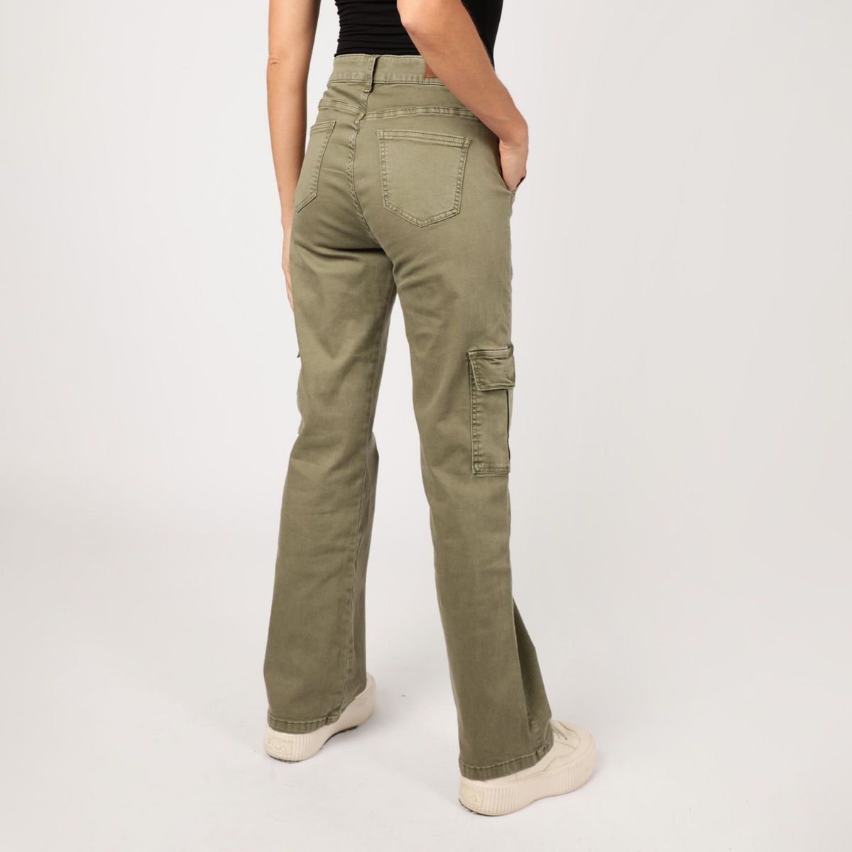 UNIVERSITY CLUB - Pantalón Cargo Tiro Alto University Club Algodón Mujer