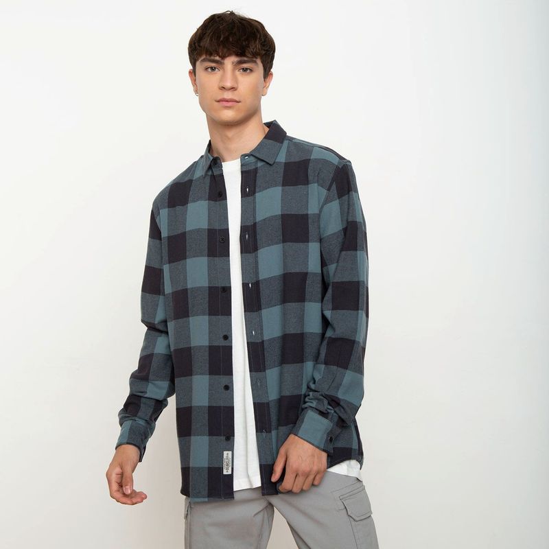 BEARCLIFF - Camisa 100% Algodón Manga Larga Hombre Bearcliff