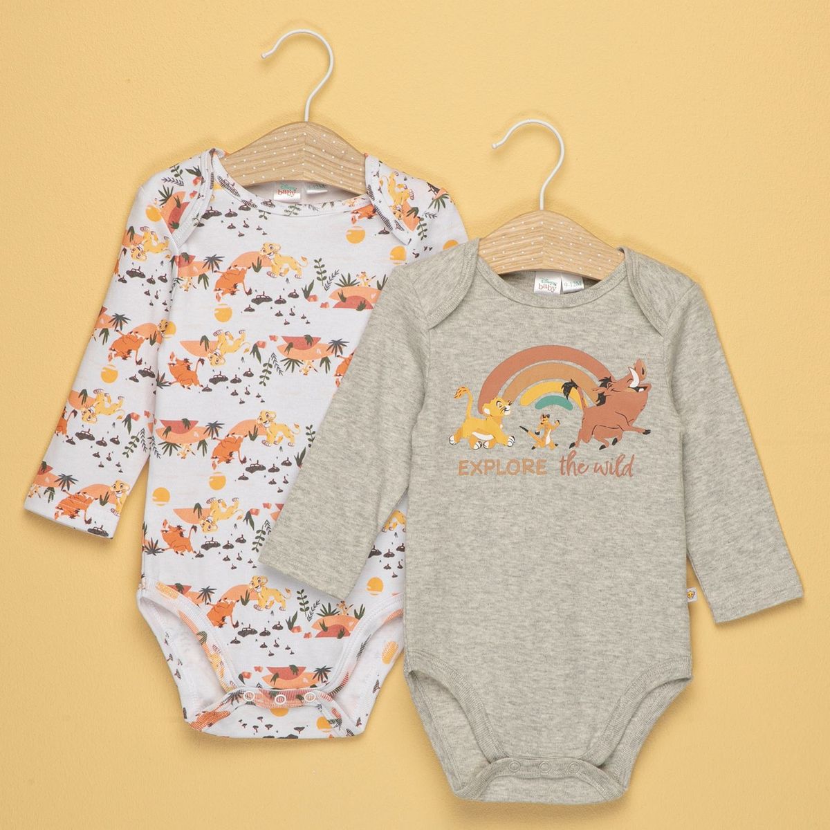 REY LEON - Body Bebé Niño Pack X2 Manga Larga Algodón Rey Leon