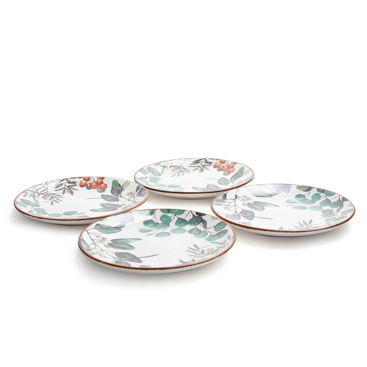 ROBERTA ALLEN - Set x4 Platos de Postre Cerámica 20 cm Frutas