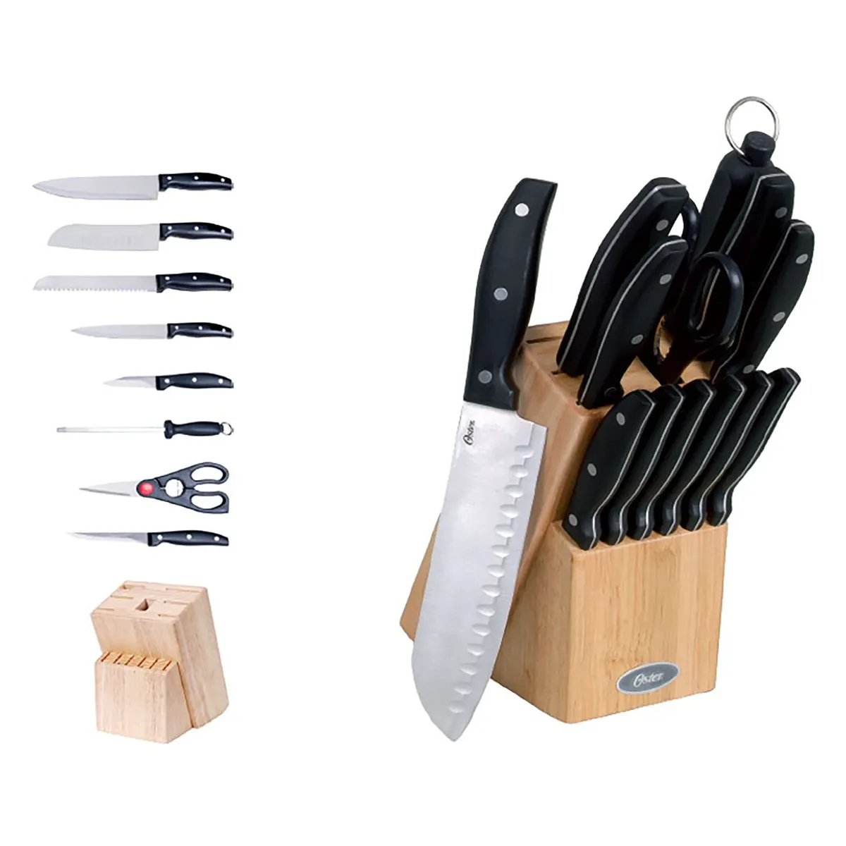 OSTER - Taco De Cuchillos Oster 14 Piezas Con Base De Madera