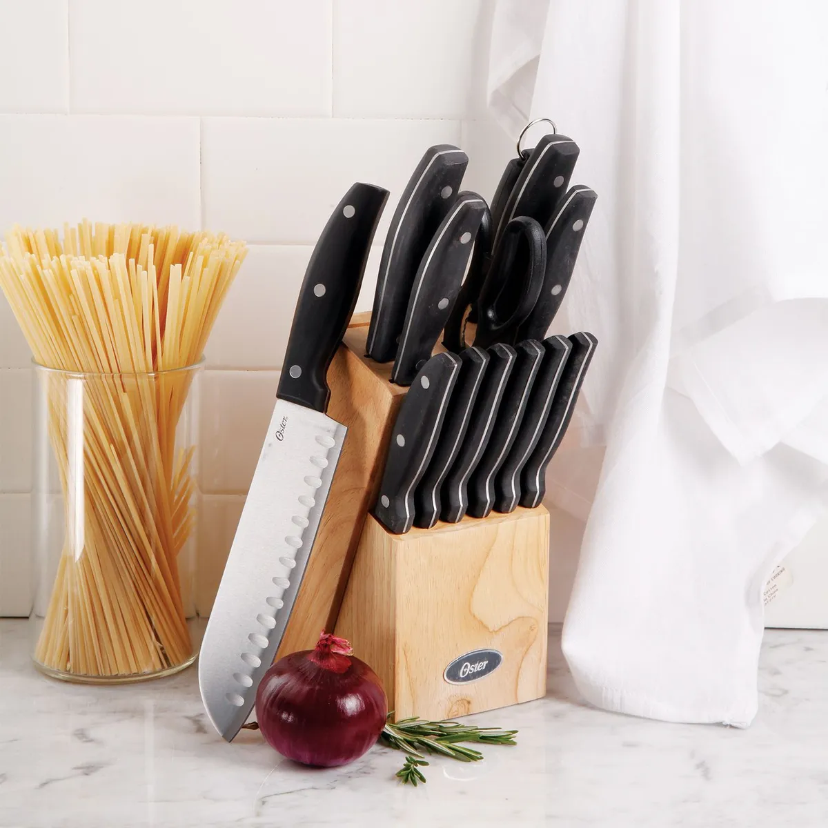 OSTER - Taco De Cuchillos Oster 14 Piezas Con Base De Madera