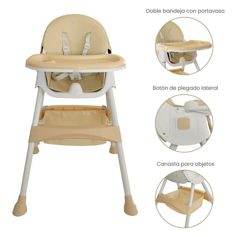 YAMP - Silla De Comer Bebé Torino Plegable 3 En 1 Yamp