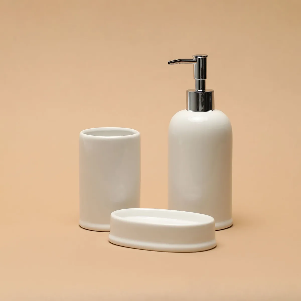 BASEMENT HOME - Set Accesorios De Baño Cerámica Blanca Basement Home