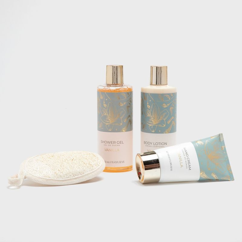 PIBU - Set Cuidado Corporal Vanilla + Neceser + Esponja