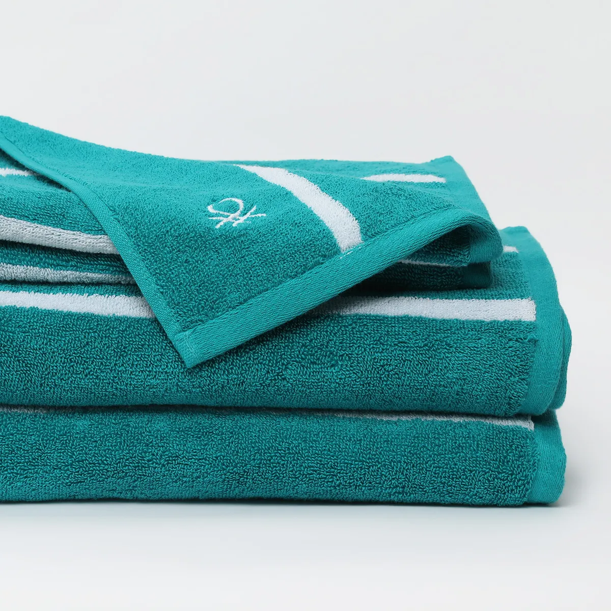 BENETTON - Set x4 Toallas Mano/Baño Strisce 500gr