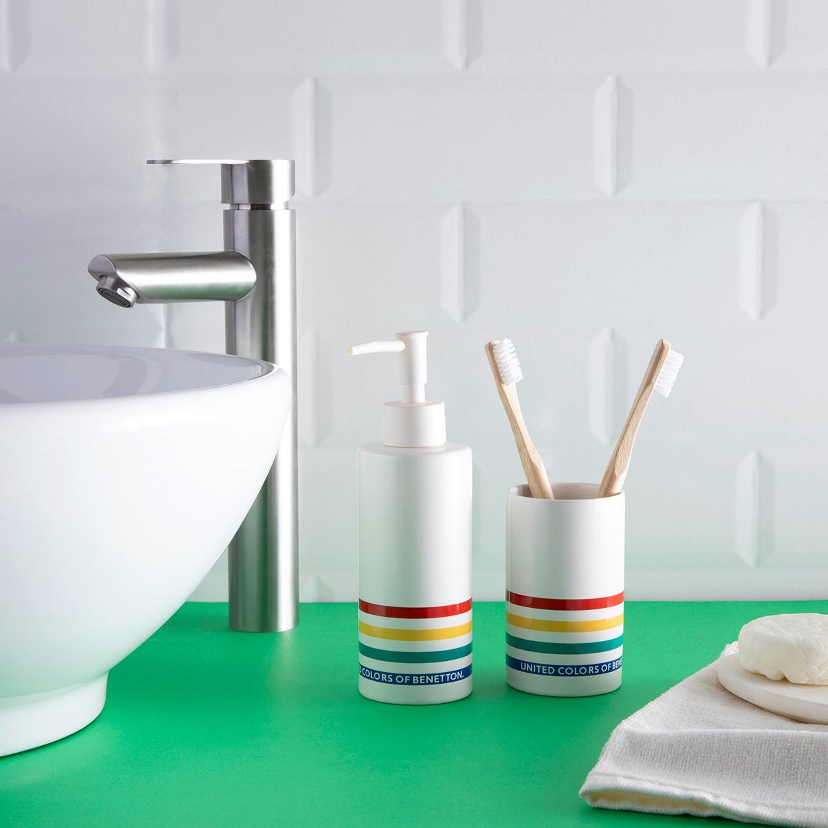 BENETTON - Set Accesorios De Baño Strisce Benetton
