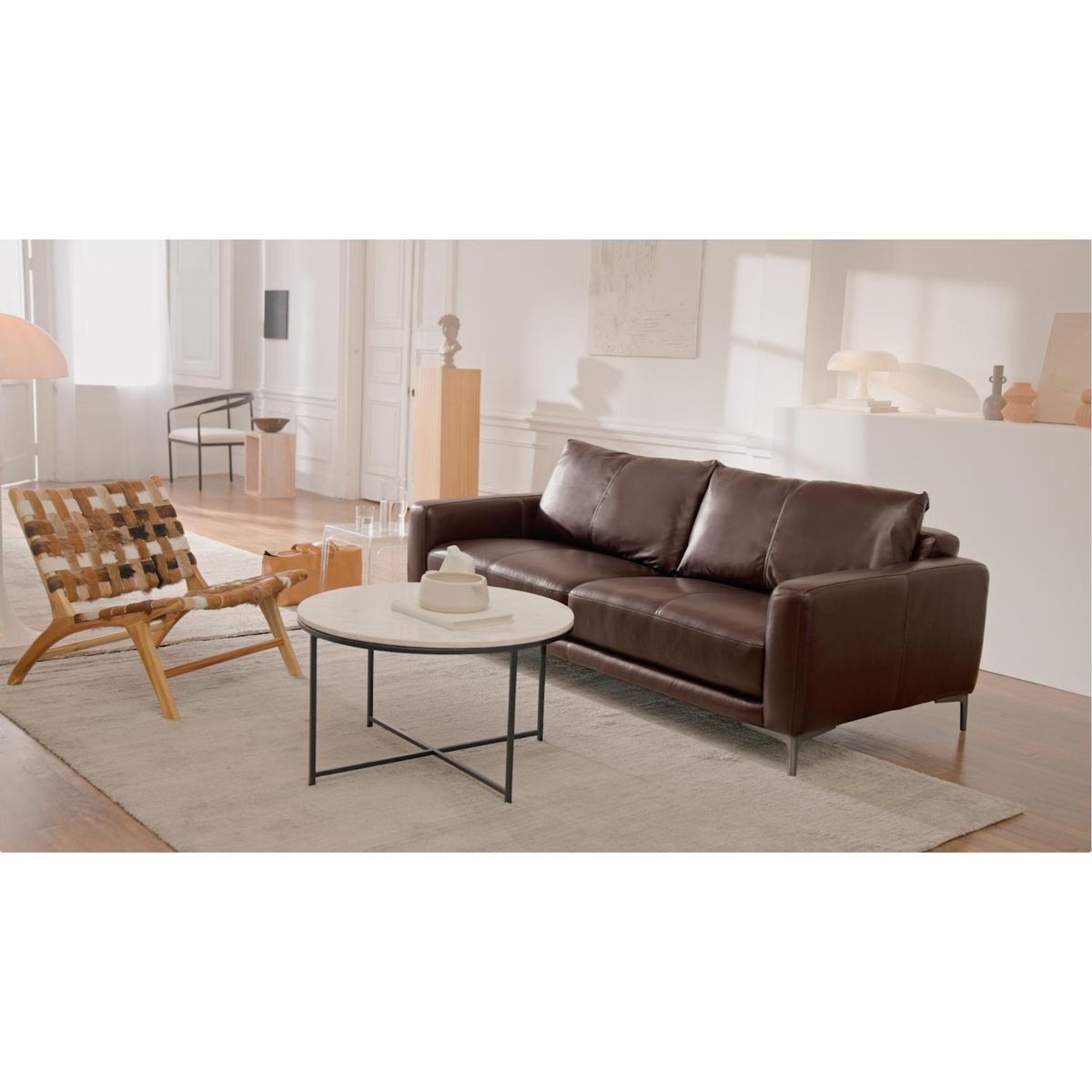 BASEMENT HOME - Sofá James 3 Cuerpos Cuero