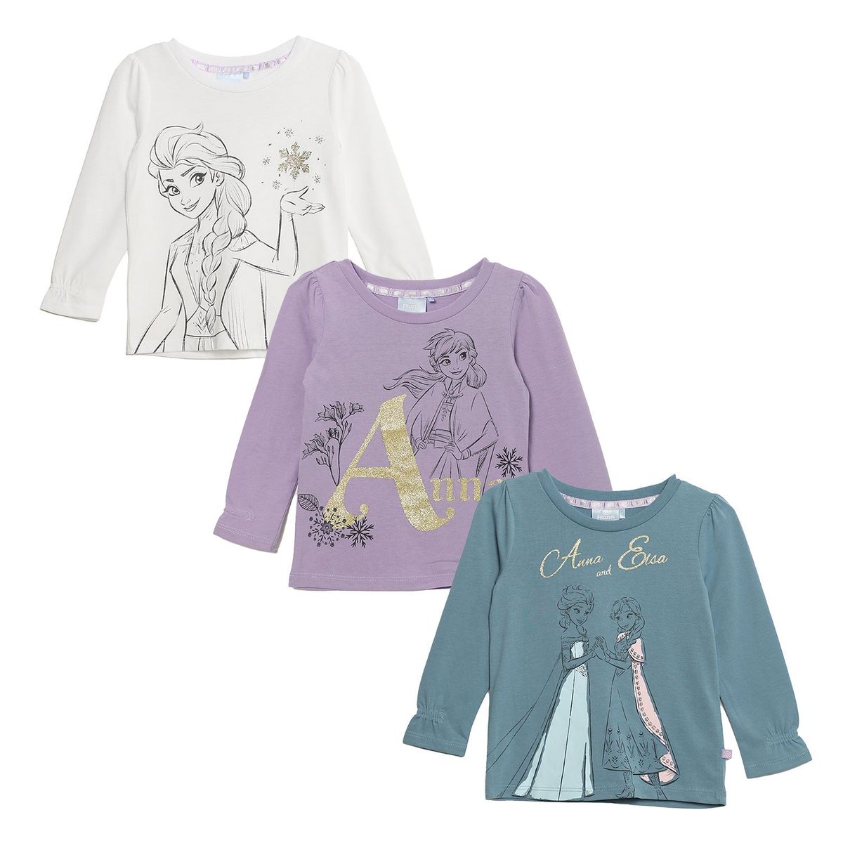 FROZEN - Polo Niña Pack X3 Manga Larga Algodón Frozen