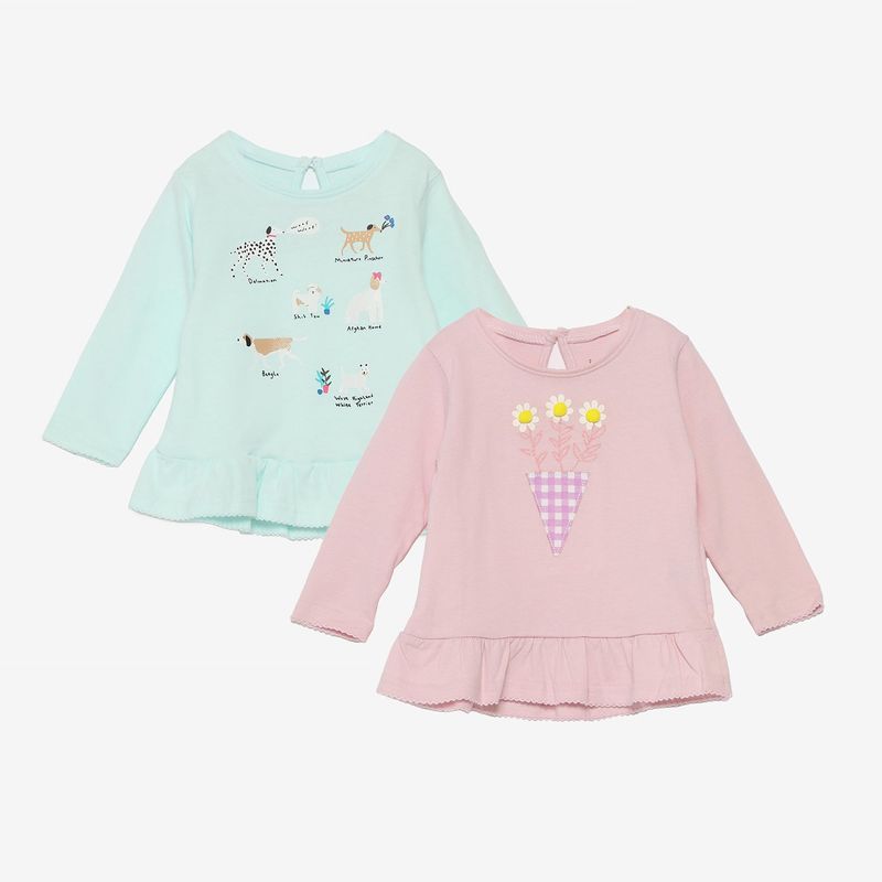 YAMP - Polo Bebé Niña Pack X2 Manga Larga Algodón Yamp