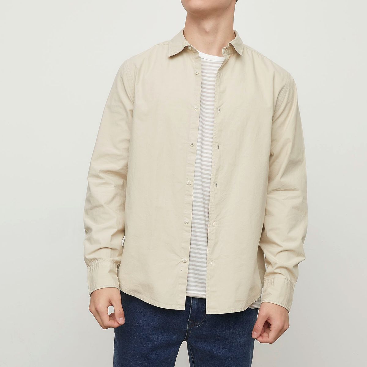 BASEMENT - Camisa Basement Manga Larga Cuello Clásico Algodón