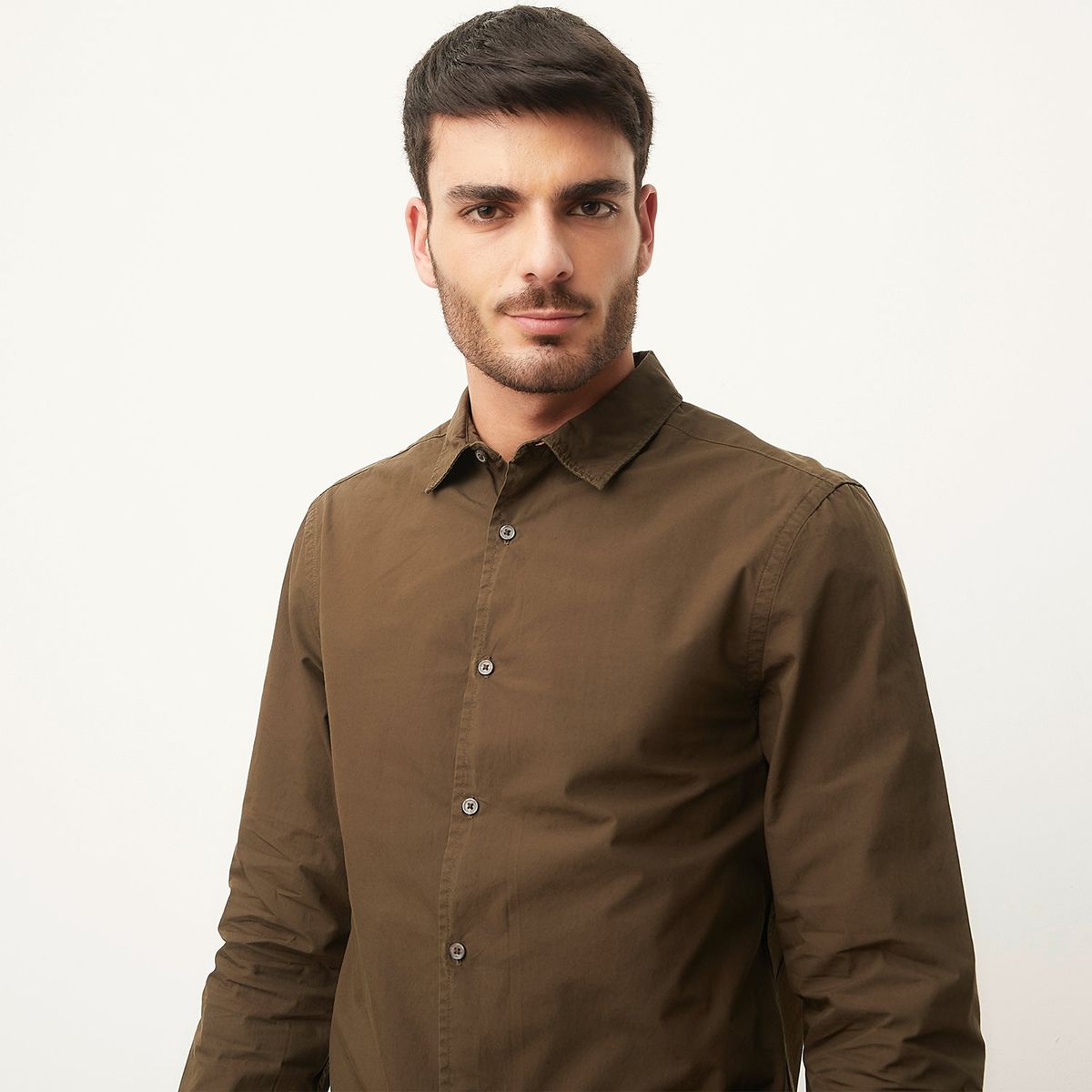 BASEMENT - Camisa Basement Manga Larga Cuello Clásico Algodón