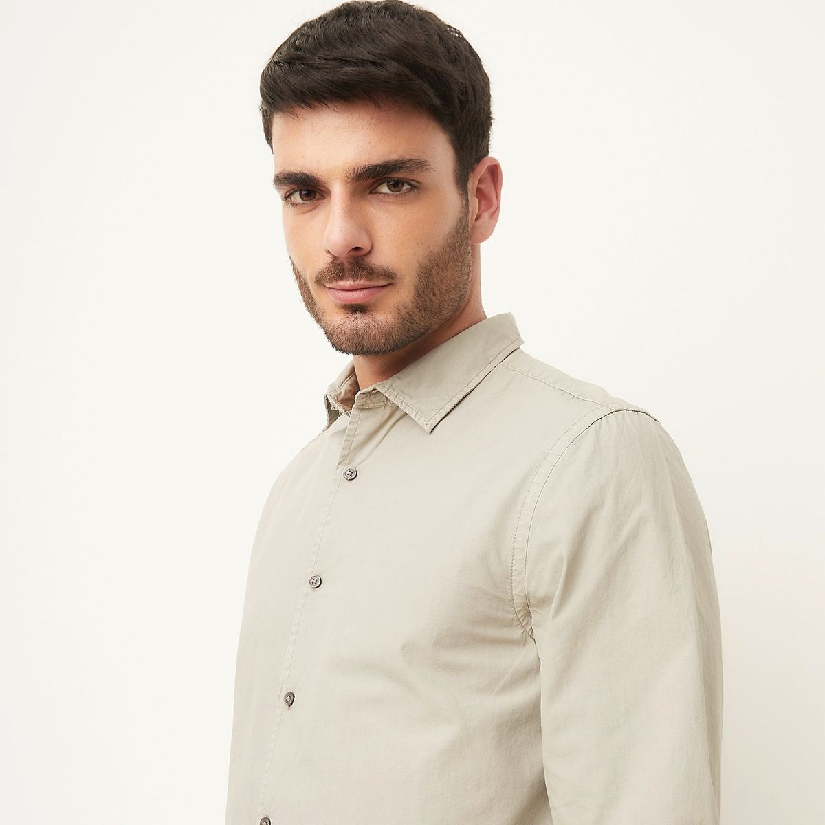 BASEMENT - Camisa Basement Manga Larga Cuello Clásico Algodón