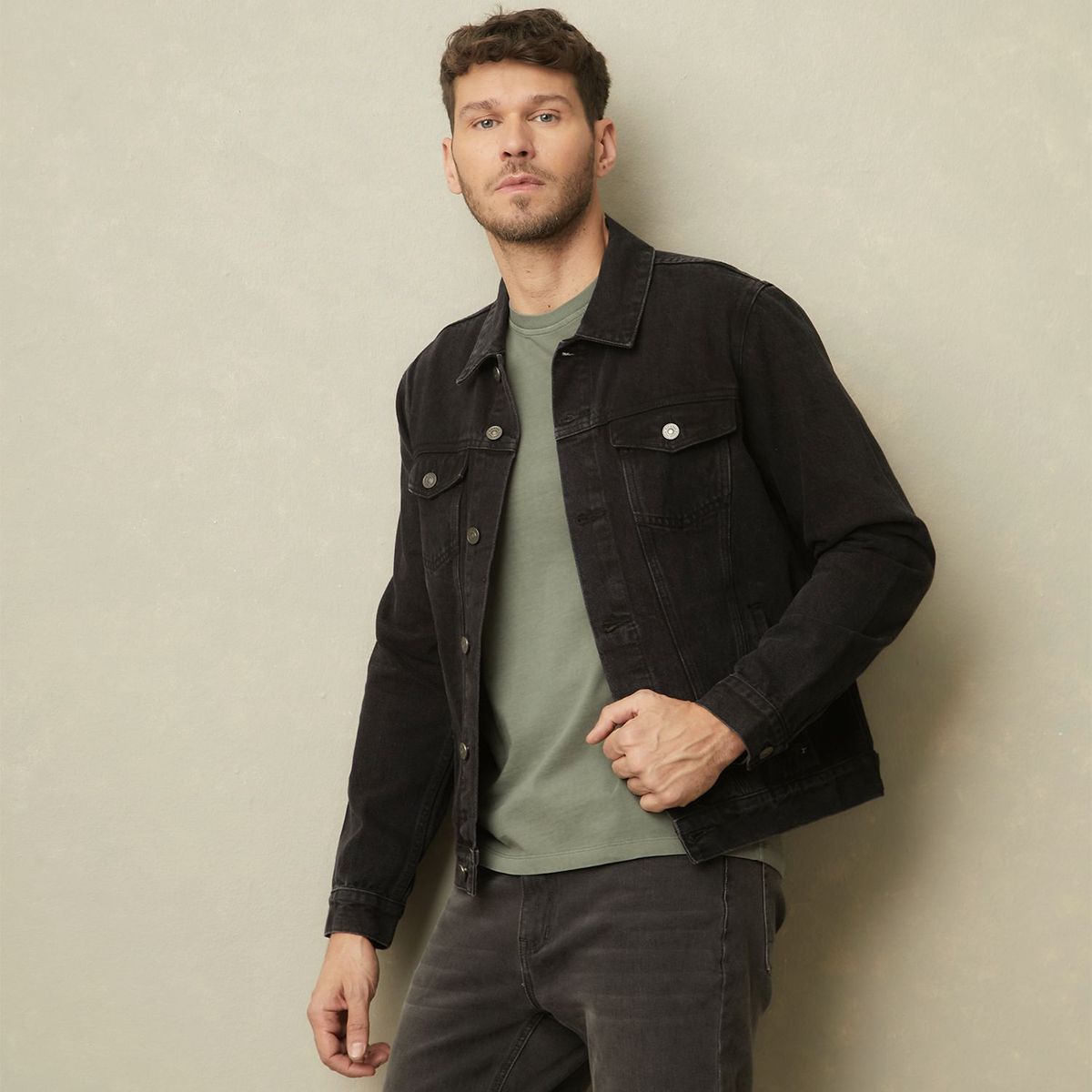 WOLF&HANK - Casaca Denim Algodón Hombre Wolf&Hank Clásica Negra 