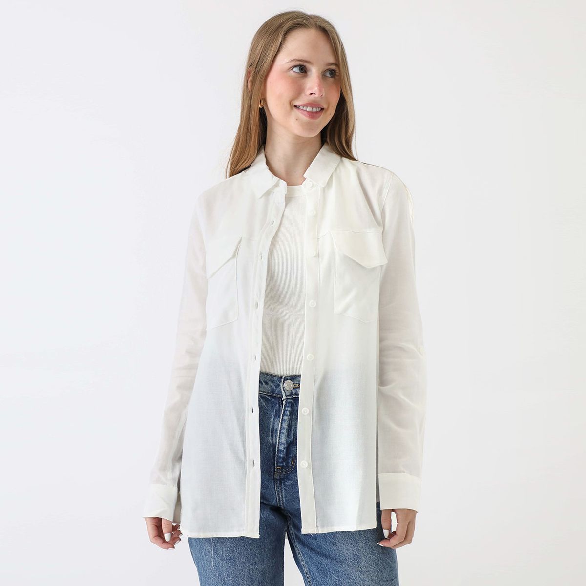 SYBILLA - Blusa 100% Algodón Manga Larga Mujer Sybilla
