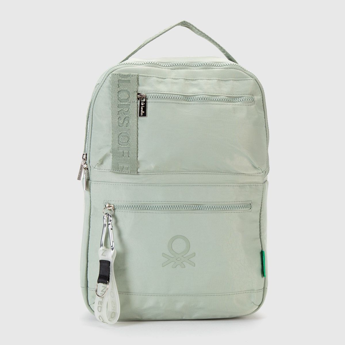 BENETTON - Mochila Benetton Negra Con Cierres Y Logo