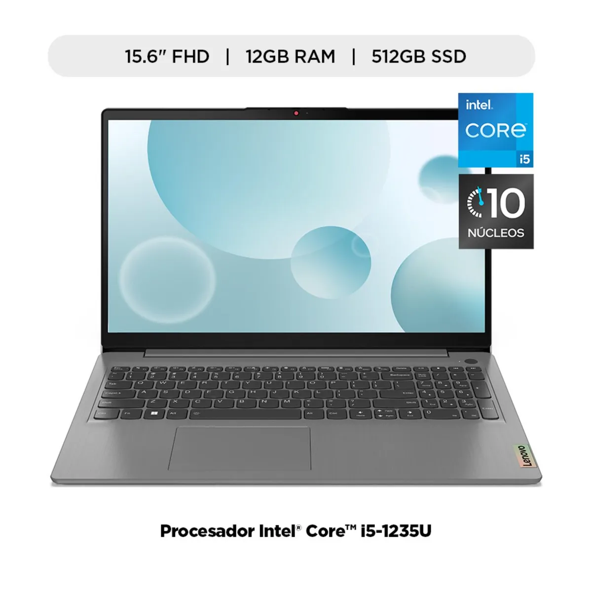 LENOVO - Laptop Lenovo Ideapad 3i Intel Core i5 12va Gen 12GB RAM 512GB SSD 15.6" FHD