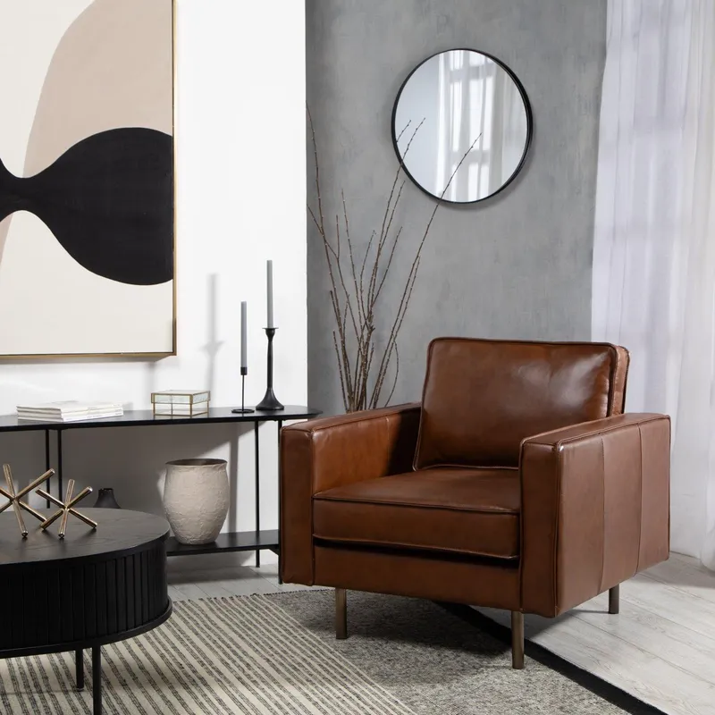 BASEMENT HOME - Sofá Ezra 1 Cuerpo de Cuero