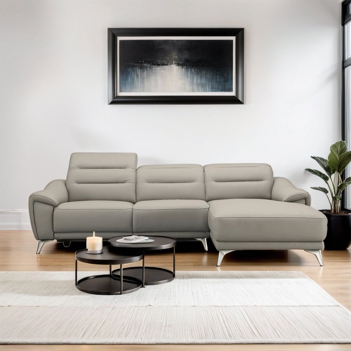 BASEMENT HOME - Seccional Louis 4 Cuerpos Derecho De Cuero