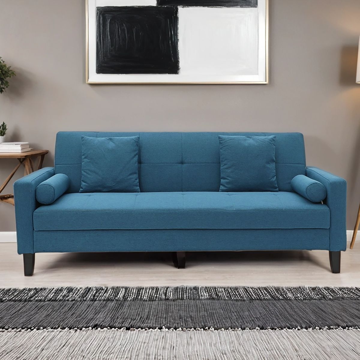 MICA - Sofá Cama Futón Santiago 3 Cuerpos 1.5 Plz con Almacenamiento y Cojines Decorativos