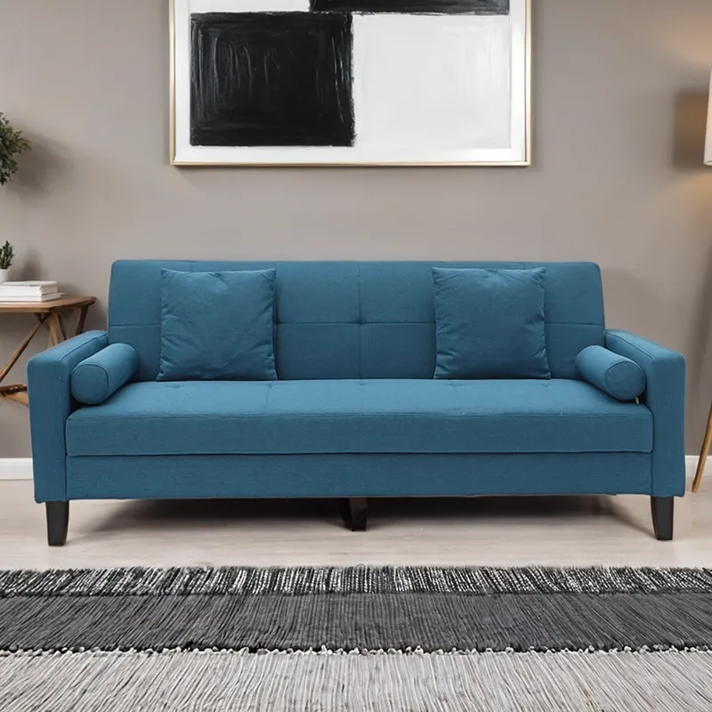 MICA - Sofá Cama Futón Santiago 3 Cuerpos 1.5 Plz con Almacenamiento y Cojines Decorativos