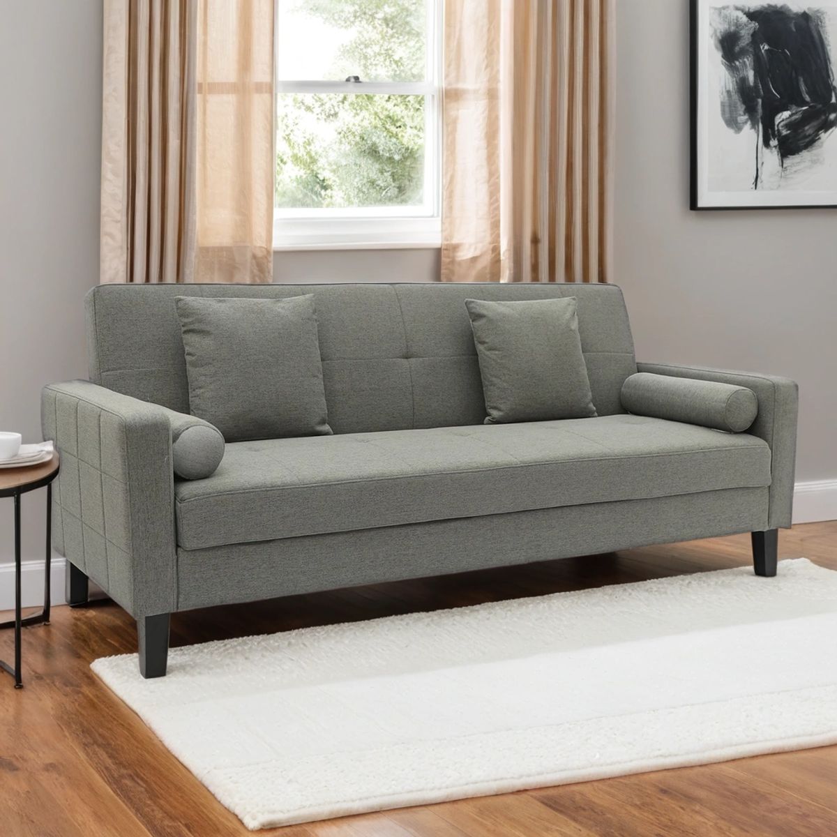 MICA - Sofá Cama Futón Santiago 3 Cuerpos 1.5 Plz con Almacenamiento y Cojines Decorativos