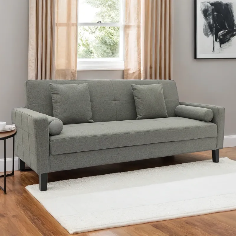 MICA - Sofá Cama Futón Santiago 3 Cuerpos 1.5 Plz con Almacenamiento y Cojines Decorativos