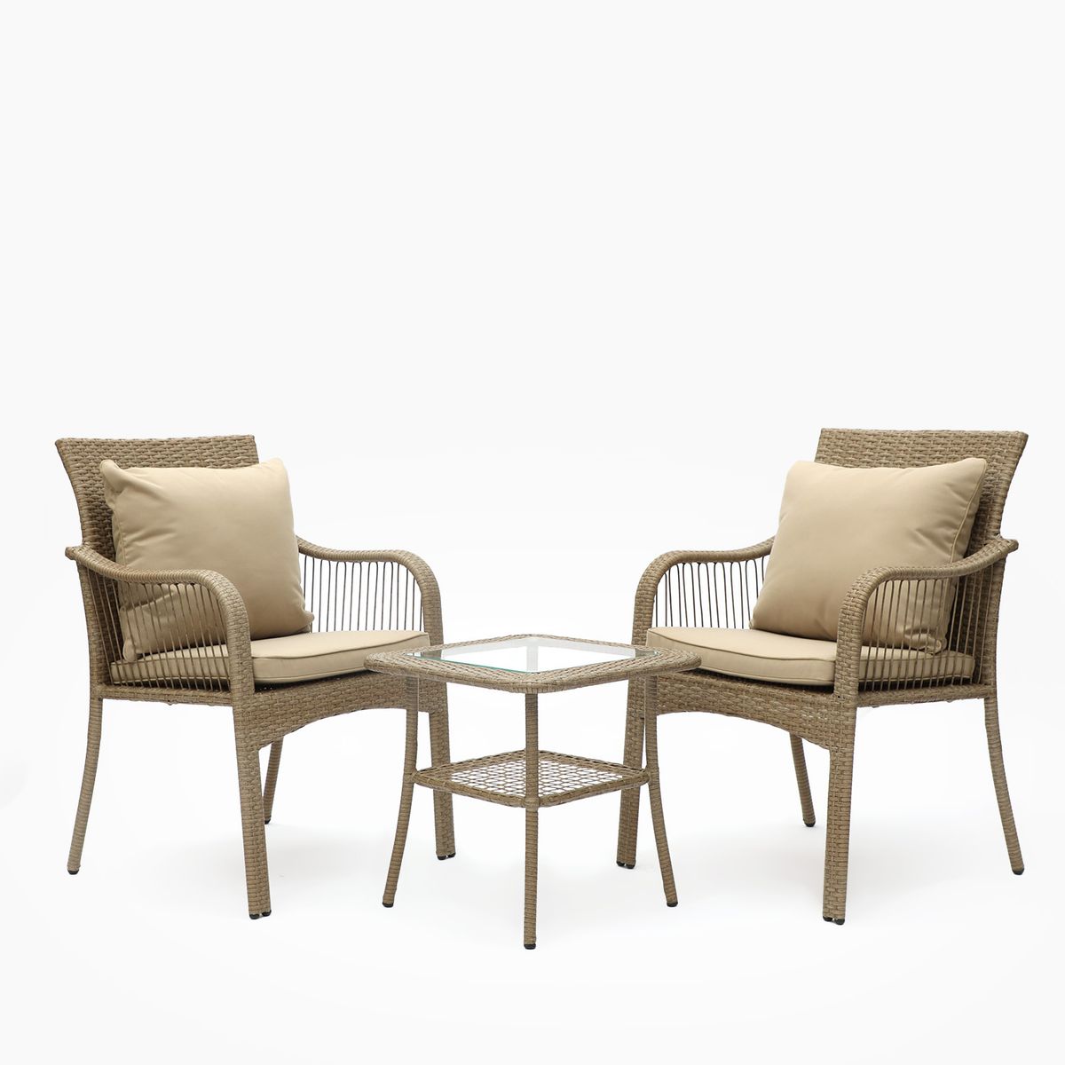 MICA - Juego De Sala De Terraza Bali 1-1 Cuerpos Con Mesa De Centro