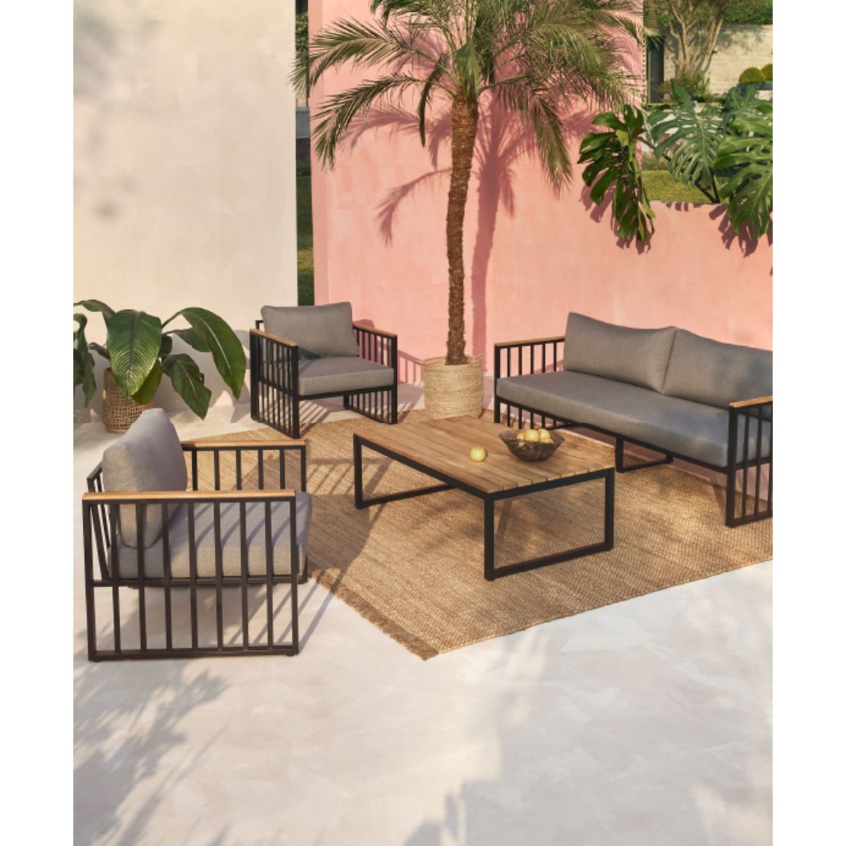 BASEMENT HOME - Juego De Sala De Terraza Mallorca 3-1-1 Cuerpos Con Mesa De Centro