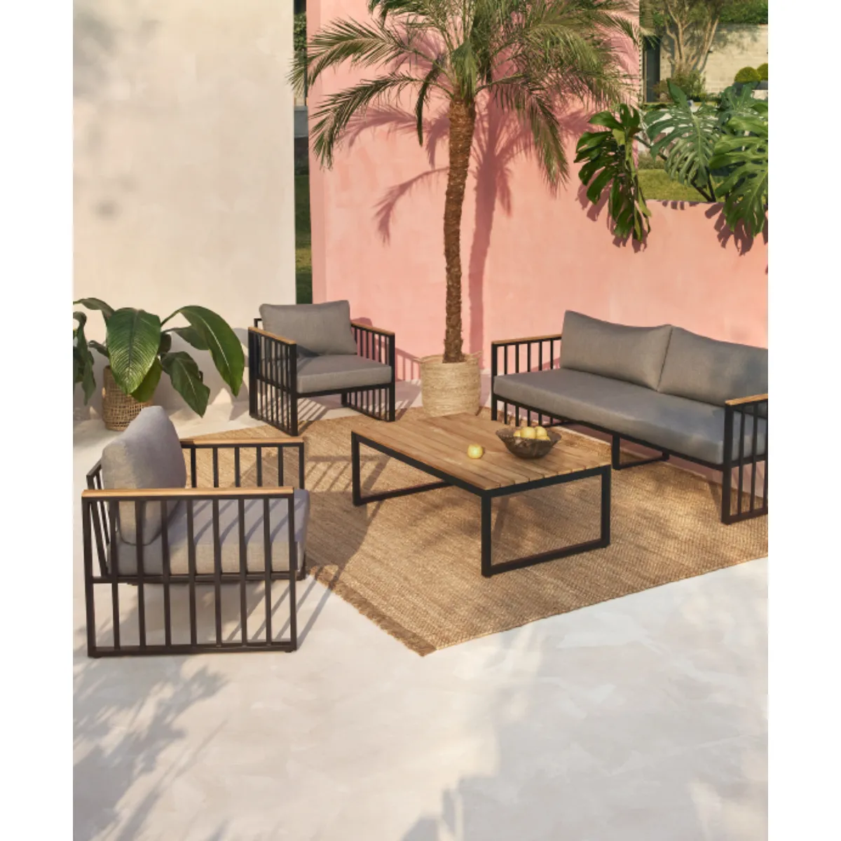 BASEMENT HOME - Juego De Sala De Terraza Mallorca 3-1-1 Cuerpos Con Mesa De Centro