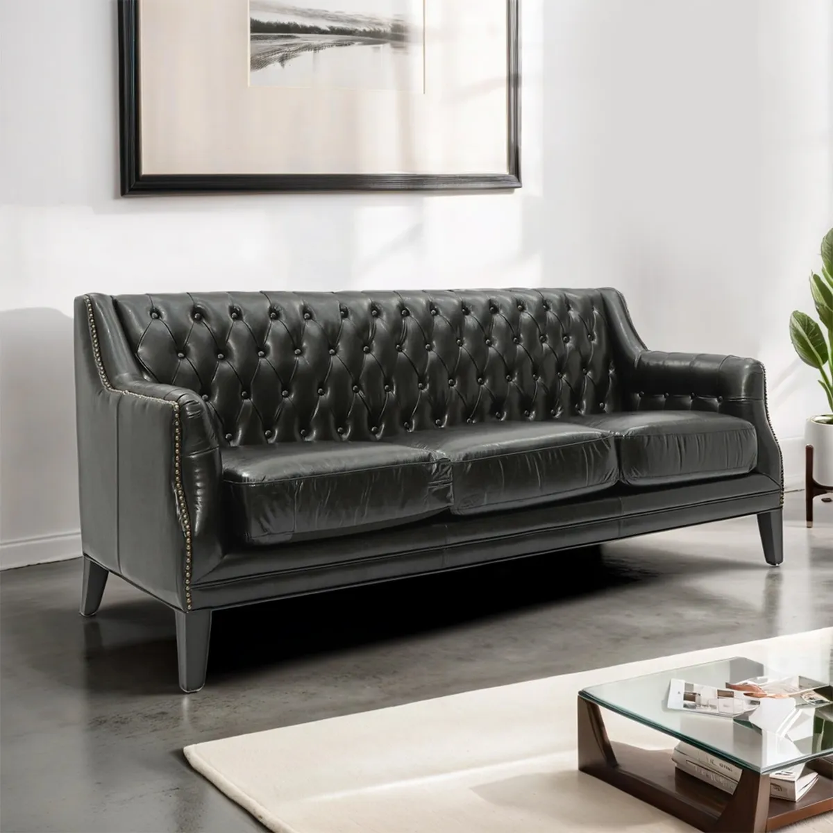 BASEMENT HOME - Sofá 3 Cuerpos Scotland Cuero Reconstituido