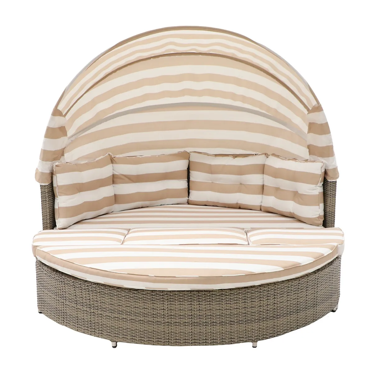 BASEMENT HOME - Cama Reposera Sarasota Modular de Terraza con Quitasol Plegable 