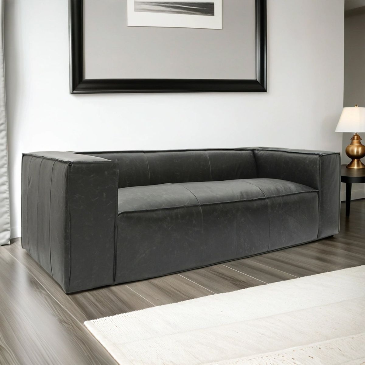 BASEMENT HOME - Sofá Kent 3 Cuerpos de Cuero