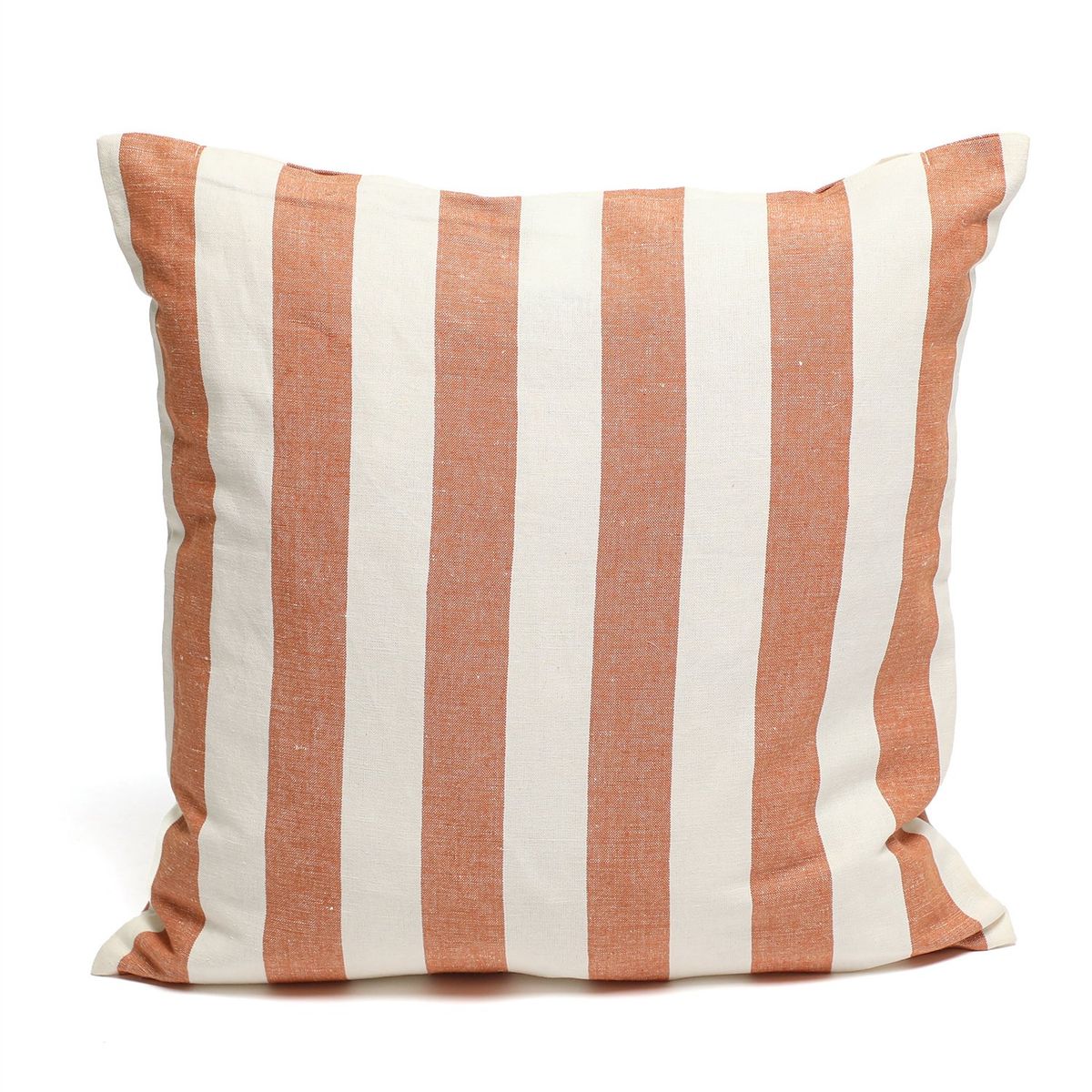 BASEMENT HOME - Funda de Cojín Lino Algodón Rayas Terracota 50x50cm