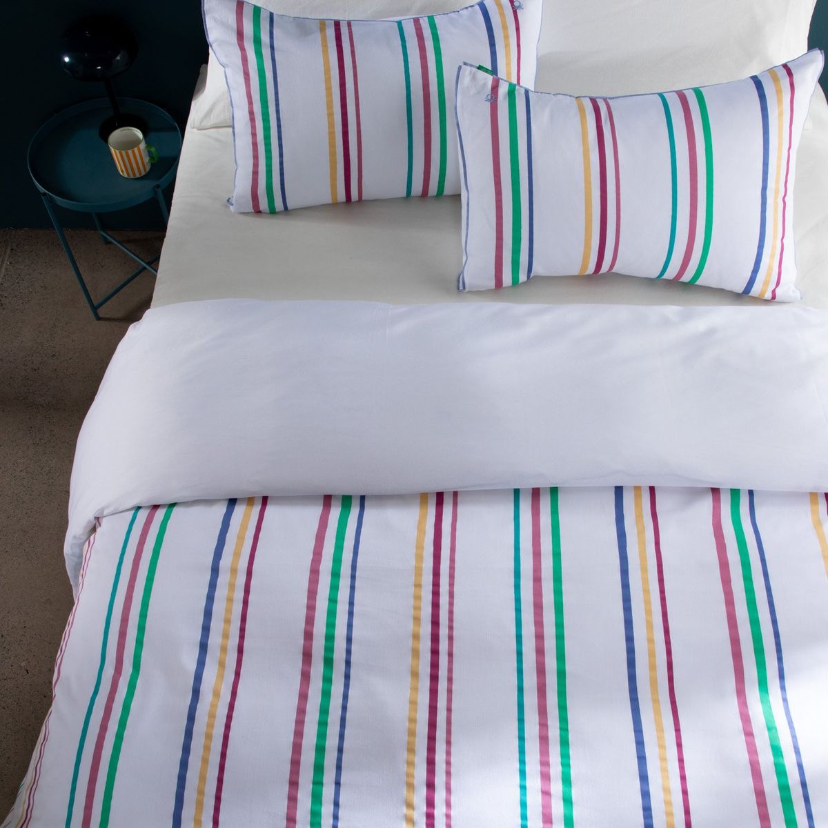 BENETTON - Funda Plumón Estampada Rayas 100% Algodón Benetton